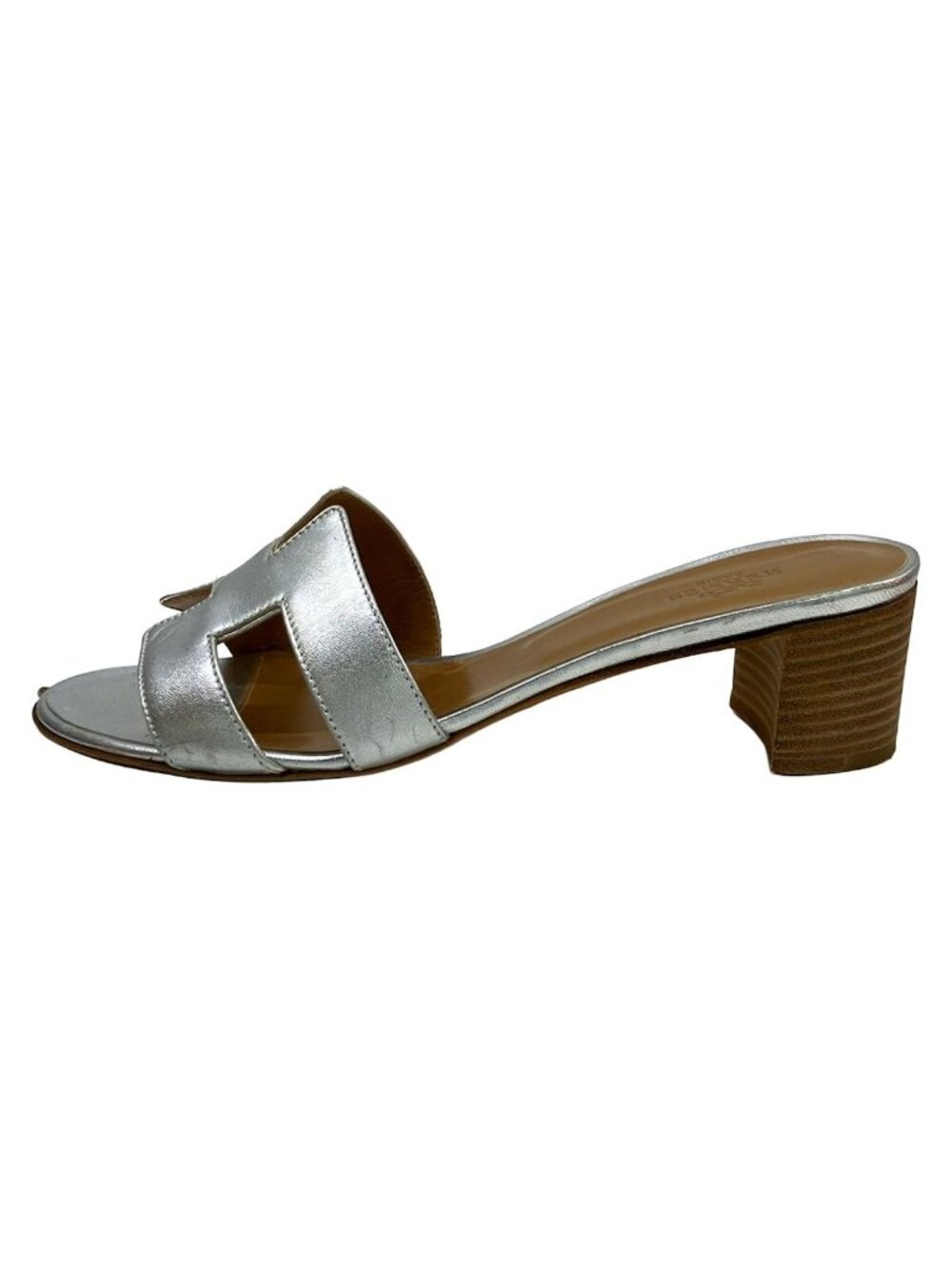 Hermes Mules Oasis Silver Leather